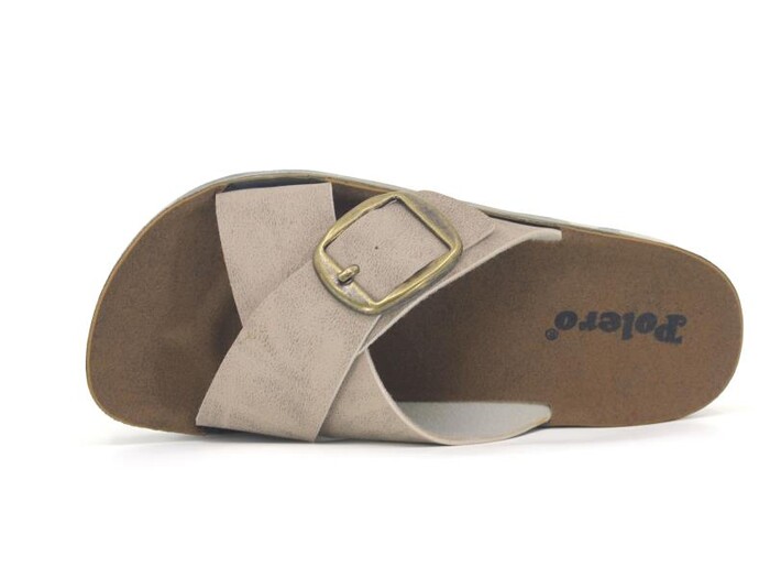 Polero Zenne 35131 Birken Çapraz Tek Toka Kutulu Günlük Terlik Bej - Polero (1)
