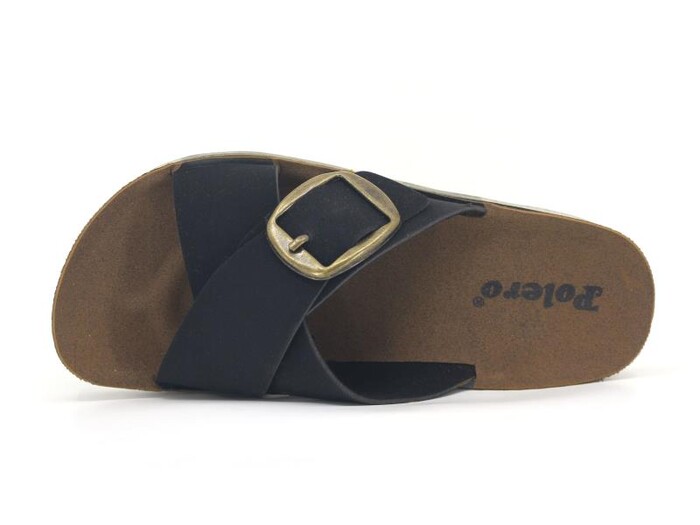 Polero Zenne 35131 Birken Çapraz Tek Toka Kutulu Günlük Terlik Siyah - 2