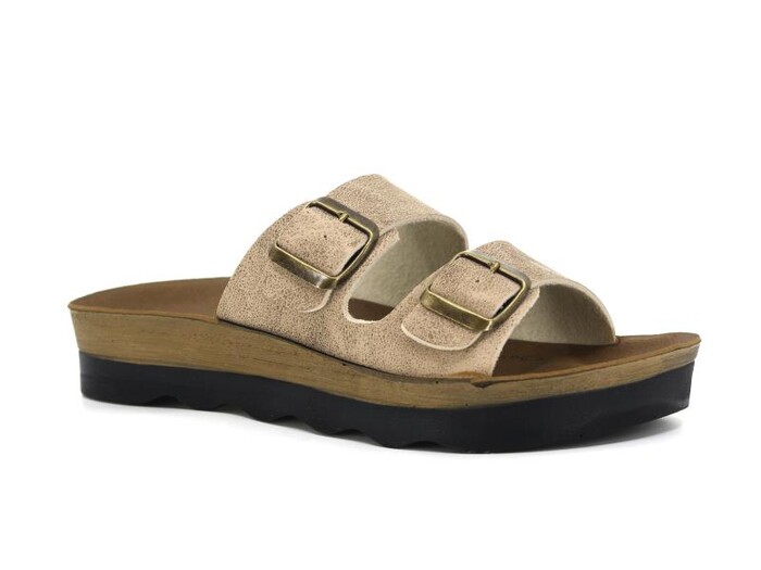 Polero Zenne 35132 Çift Toka Birken Kutulu Günlük Terlik Bej - 3