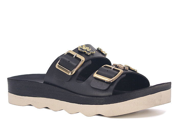 Polero Zenne 35136 Çift Toka Kutulu Günlük Terlik Siyah - 1