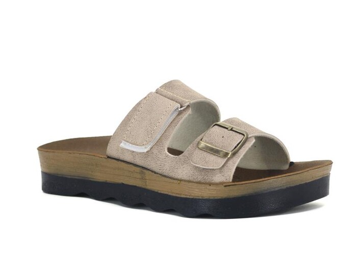 Polero Zenne 35137 Cırtlı Tokalı Birken Poşetli Günlük Terlik Bej