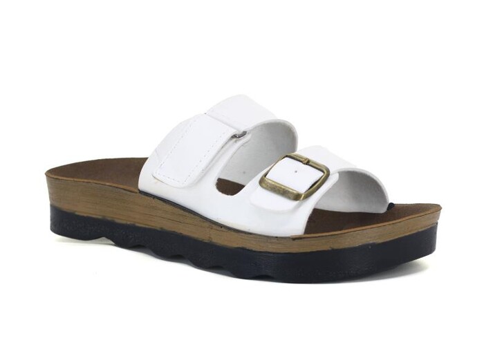 Polero Zenne 35137 Cırtlı Tokalı Birken Poşetli Günlük Terlik Beyaz