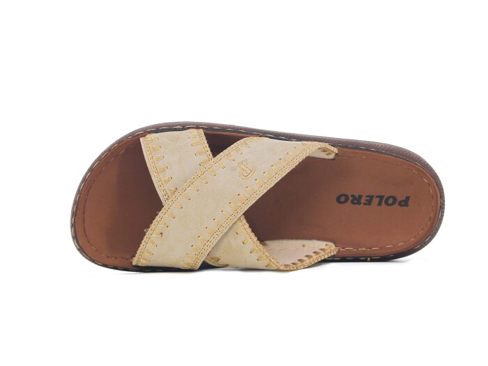 Polero Zenne 36134 Çapraz Kutulu Günlük Terlik Bej - Polero (1)