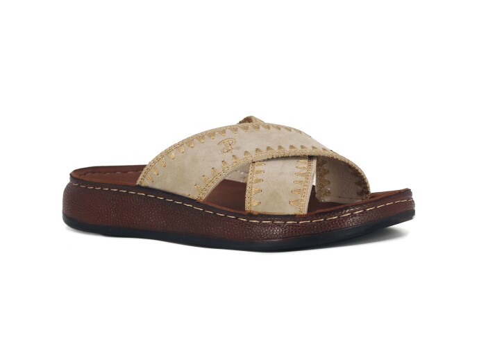 Polero Zenne 36134 Çapraz Kutulu Günlük Terlik Bej - Polero