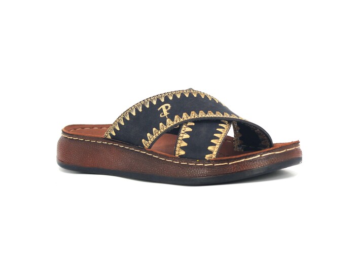 Polero Zenne 36134 Çapraz Kutulu Günlük Terlik Siyah - 1