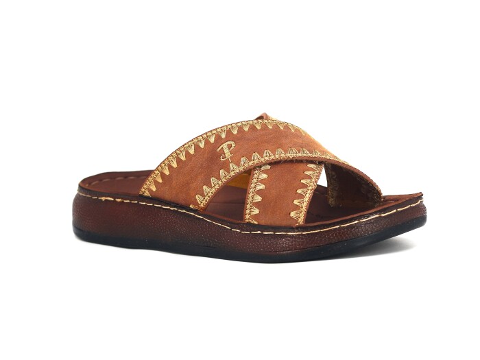 Polero Zenne 36134 Çapraz Kutulu Günlük Terlik Taba - Polero