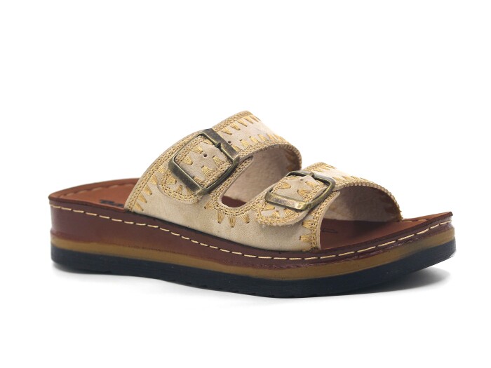 Polero Zenne 37133 Çift Toka Günlük Terlik Bej - Polero