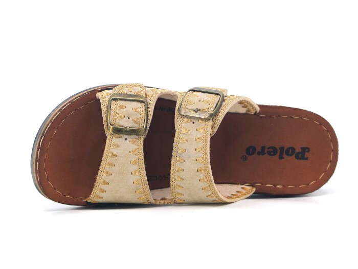 Polero Zenne 37133 Çift Toka Günlük Terlik Bej - Polero (1)