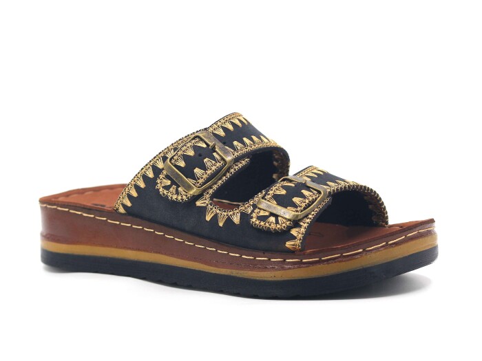 Polero Zenne 37133 Çift Toka Günlük Terlik Siyah - Polero