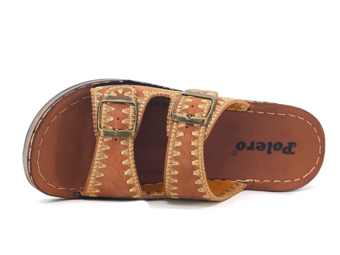 Polero Zenne 37133 Çift Toka Günlük Terlik Taba - 2