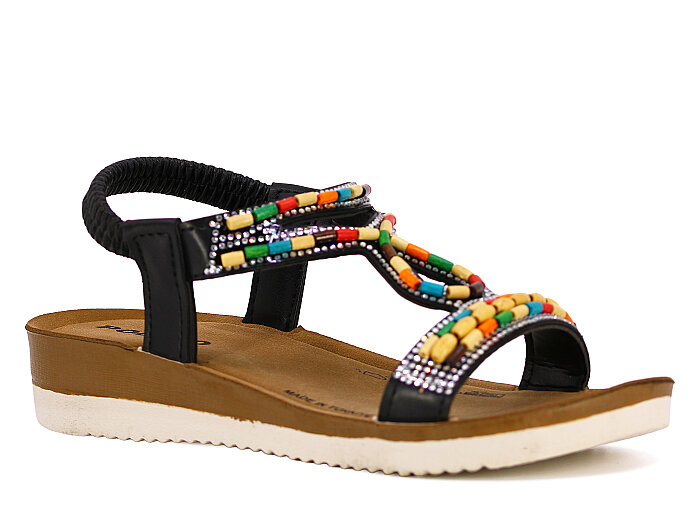 Polero Zenne 57113 Taşlı Kutulu Sandalet Siyah - Polero