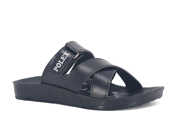 Polex Filet 2219 Birken Çapraz Cırtlı Erkek Günlük Terlik Siyah - Polex
