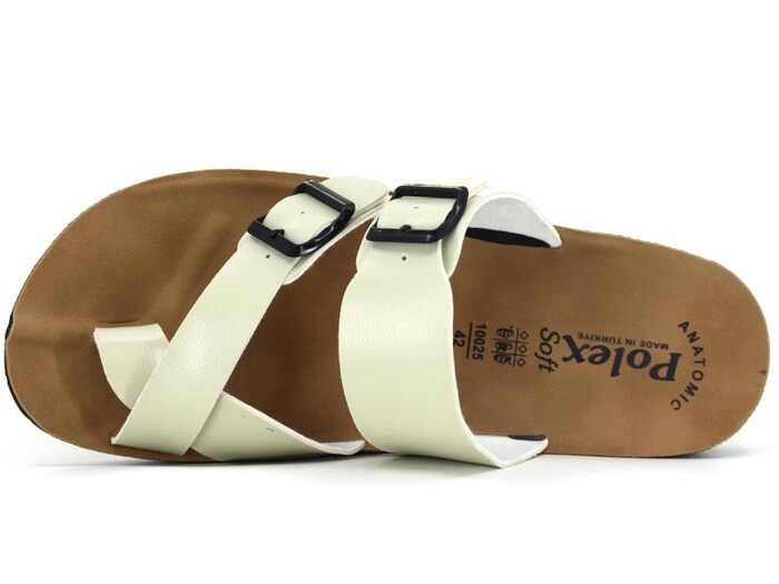 Polex Merdane 10024 Birken Çift Toka Baş Parmak Arası Terlik Bej - 2