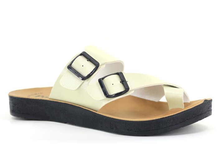 Polex Merdane 10024 Birken Çift Toka Baş Parmak Arası Terlik Bej - Polex