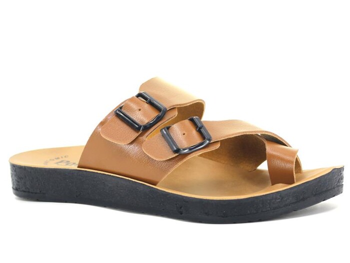 Polex Merdane 10024 Birken Çift Toka Baş Parmak Arası Terlik Kahve - 1