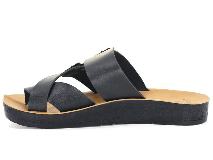 Polex Merdane 10024 Birken Çift Toka Baş Parmak Arası Terlik Siyah