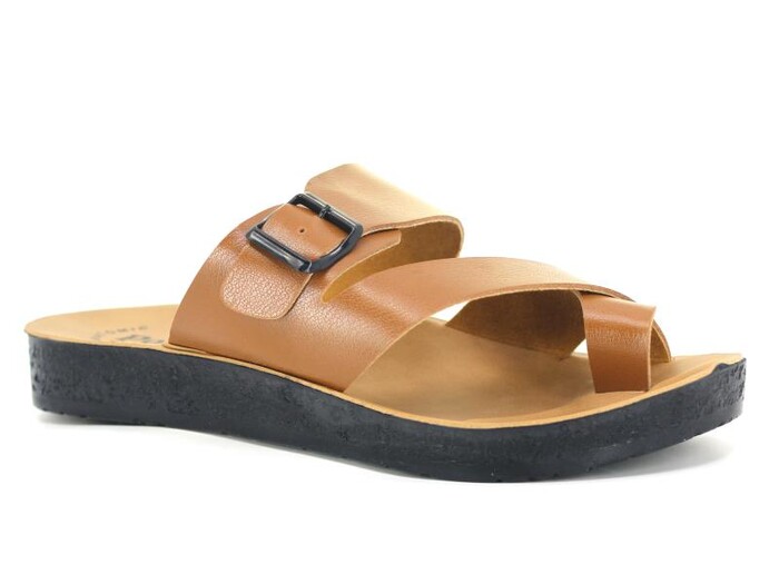 Polex Merdane 10023 Birken Tek Toka Baş Parmak Arası Terlik Kahve - 1
