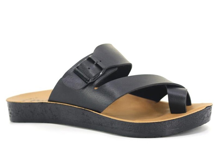 Polex Merdane 10023 Birken Tek Toka Baş Parmak Arası Terlik Siyah - Polex