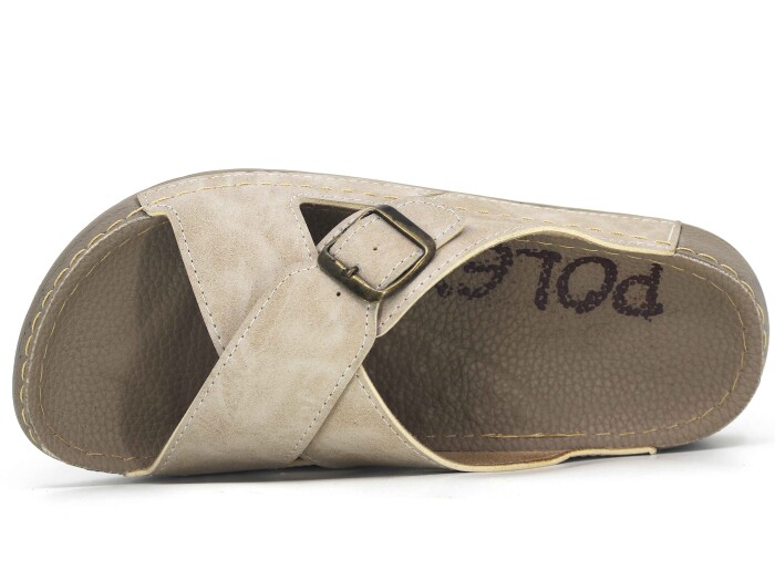 Polex Merdane 20001 Çapraz Tek Toka Spor Taban Günlük Terlik Bej - 2