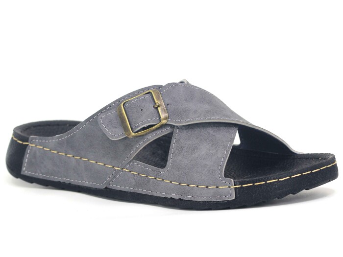 Polex Merdane 20001 Çapraz Tek Toka Spor Taban Günlük Terlik Gri - 1