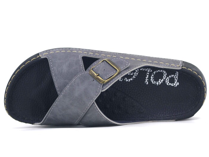 Polex Merdane 20001 Çapraz Tek Toka Spor Taban Günlük Terlik Gri - 2