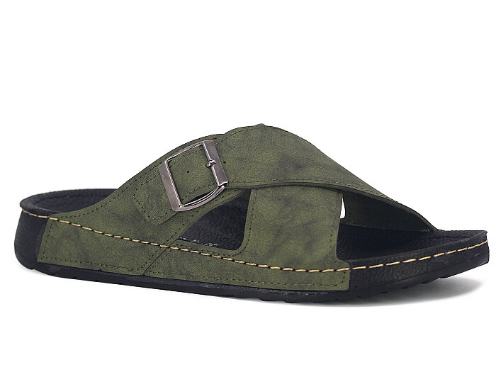 Polex Merdane 20001 Çapraz Tek Toka Spor Taban Günlük Terlik Haki - Polex