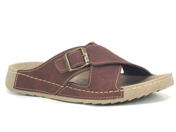 Polex Merdane 20001 Çapraz Tek Toka Spor Taban Günlük Terlik Kahve 