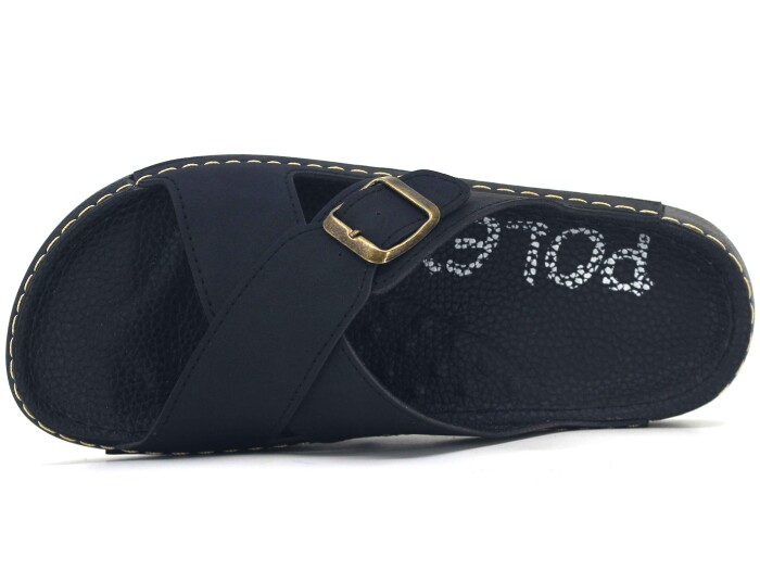 Polex Merdane 20001 Çapraz Tek Toka Spor Taban Günlük Terlik Siyah - Polex (1)