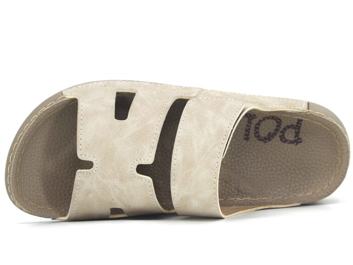 Polex Merdane 20003 Cırtlı Helmes Spor Taban Günlük Terlik Bej - Polex (1)