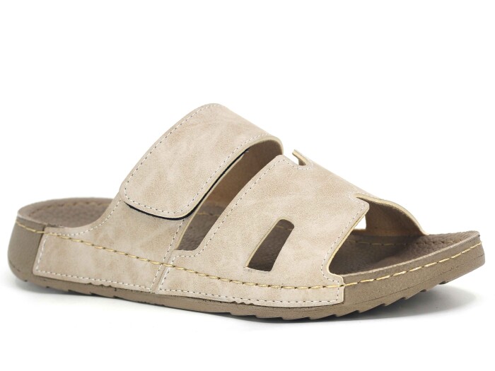 Polex Merdane 20003 Cırtlı Helmes Spor Taban Günlük Terlik Bej 