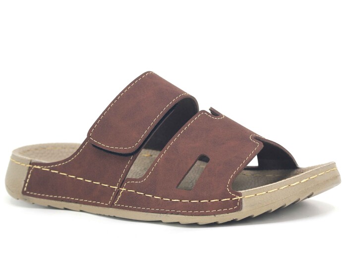 Polex Merdane 20003 Cırtlı Helmes Spor Taban Günlük Terlik Kahve - Polex