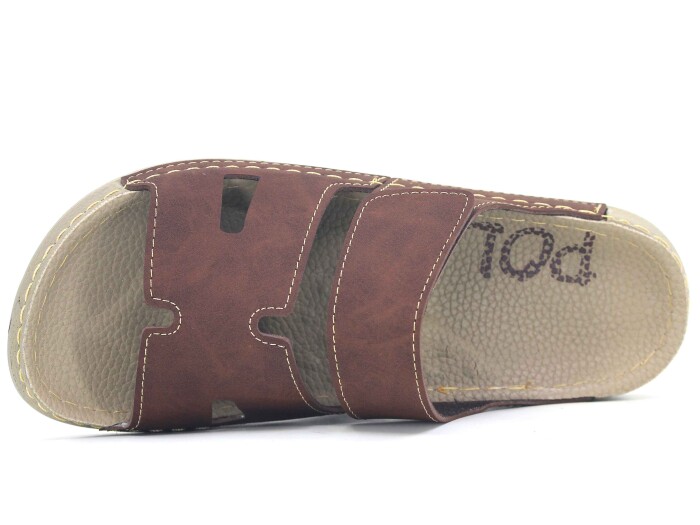 Polex Merdane 20003 Cırtlı Helmes Spor Taban Günlük Terlik Kahve - Polex (1)