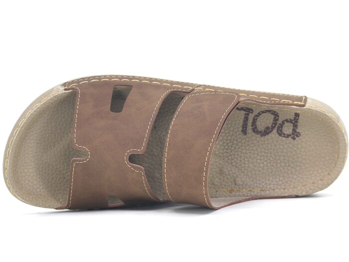 Polex Merdane 20003 Cırtlı Helmes Spor Taban Günlük Terlik Vizon - Polex (1)