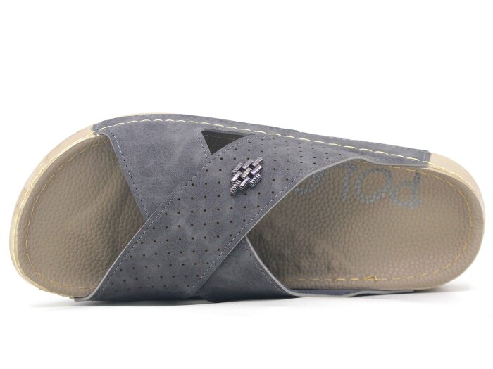 Polex Merdane 20005 Çapraz Lazerli Spor Taban Günlük Terlik Gri - Bej - Polex (1)