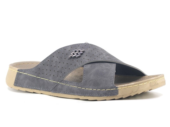 Polex Merdane 20005 Çapraz Lazerli Spor Taban Günlük Terlik Gri - 1