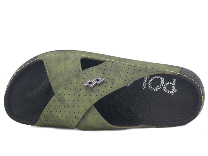 Polex Merdane 20005 Çapraz Lazerli Spor Taban Günlük Terlik Haki - 2