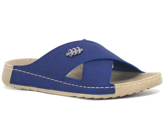 Polex Merdane 20005 Çapraz Lazerli Spor Taban Günlük Terlik Lacivert - Polex