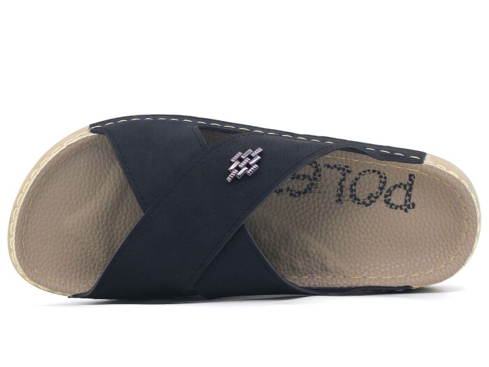 Polex Merdane 20005 Çapraz Lazerli Spor Taban Günlük Terlik Siyah - Polex (1)