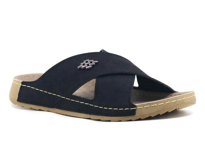 Polex Merdane 20005 Çapraz Lazerli Spor Taban Günlük Terlik Siyah - Polex