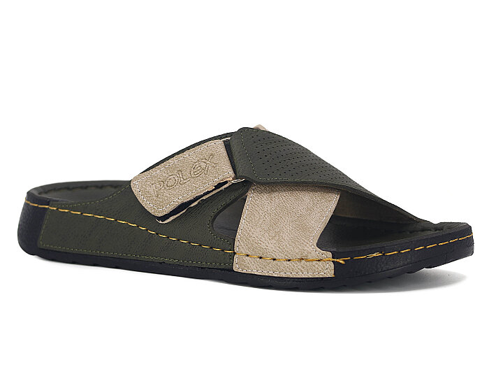 Polex Merdane 20008 Çapraz Cırtlı Monta Günlük Terlik Bej - Haki - Polex