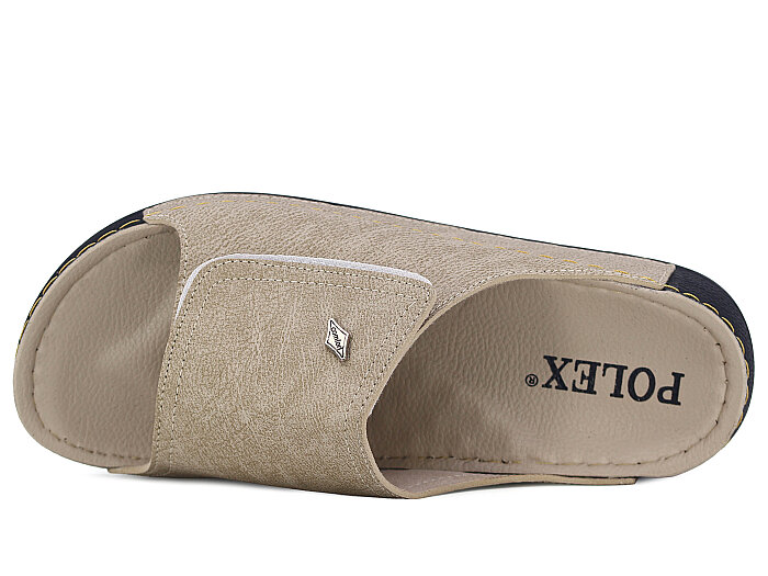 Polex Merdane 20009 Düz Geniş Yüz Monta Günlük Terlik Bej - 2