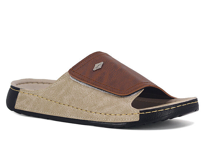 Polex Merdane 20009 Düz Geniş Yüz Monta Günlük Terlik Taba - Bej - 1