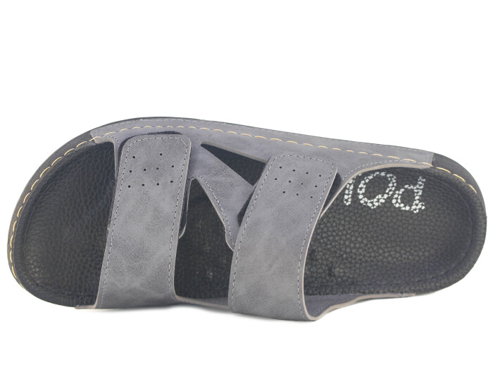 Polex Merdane 20010 Çift Bant Cırtlı Spor Taban Günlük Terlik Gri - 2