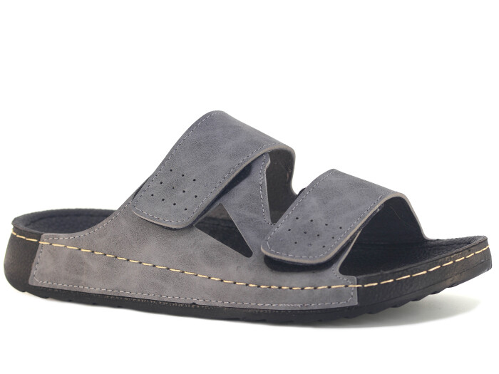 Polex Merdane 20010 Çift Bant Cırtlı Spor Taban Günlük Terlik Gri 