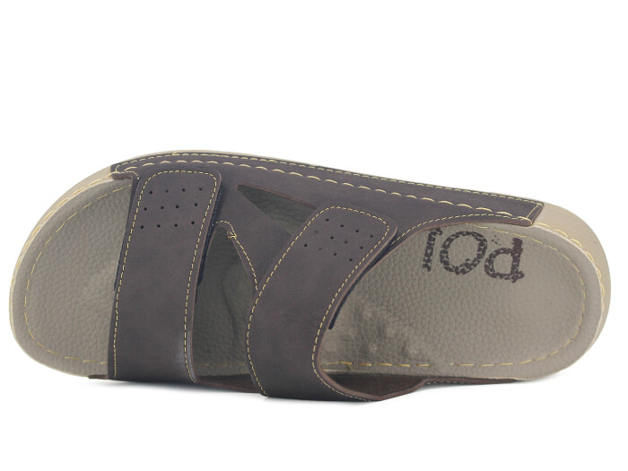 Polex Merdane 20010 Çift Bant Cırtlı Spor Taban Günlük Terlik Kahve - Polex (1)