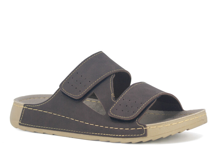 Polex Merdane 20010 Çift Bant Cırtlı Spor Taban Günlük Terlik Kahve - Polex