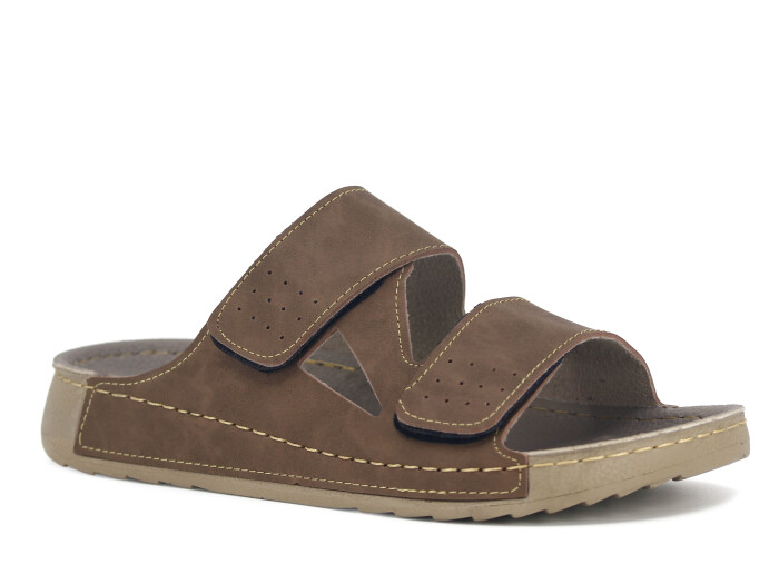 Polex Merdane 20010 Çift Bant Cırtlı Spor Taban Günlük Terlik Vizon - Polex