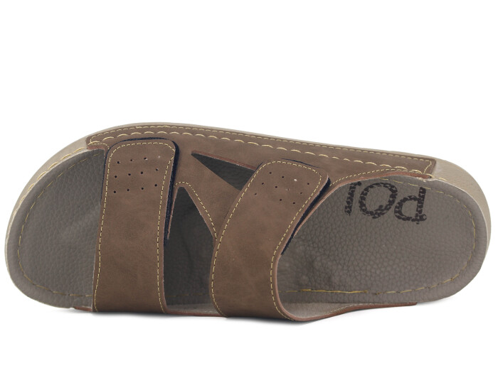 Polex Merdane 20010 Çift Bant Cırtlı Spor Taban Günlük Terlik Vizon - Polex (1)