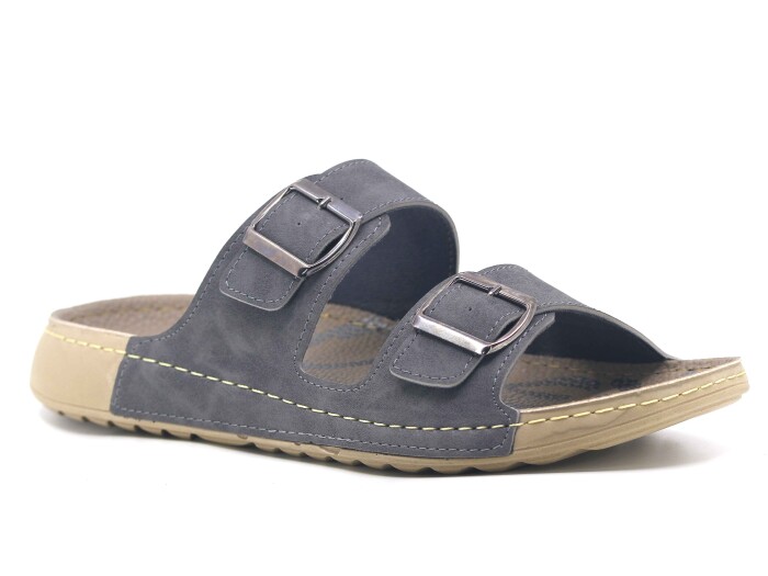 Polex Merdane 20052 Çift Toka Spor Taban Günlük Terlik Gri - Polex