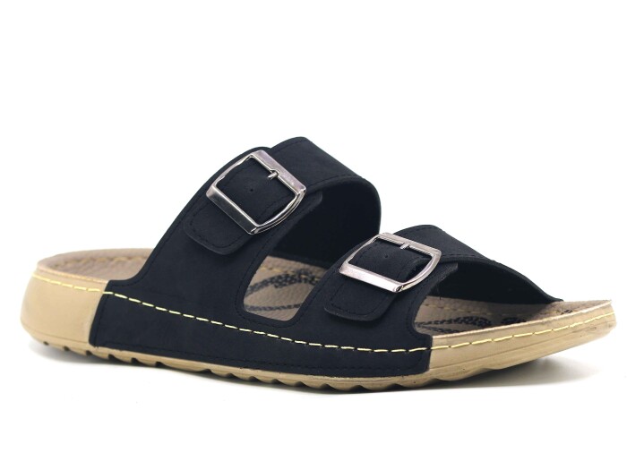 Polex Merdane 20052 Çift Toka Spor Taban Günlük Terlik Siyah - Polex